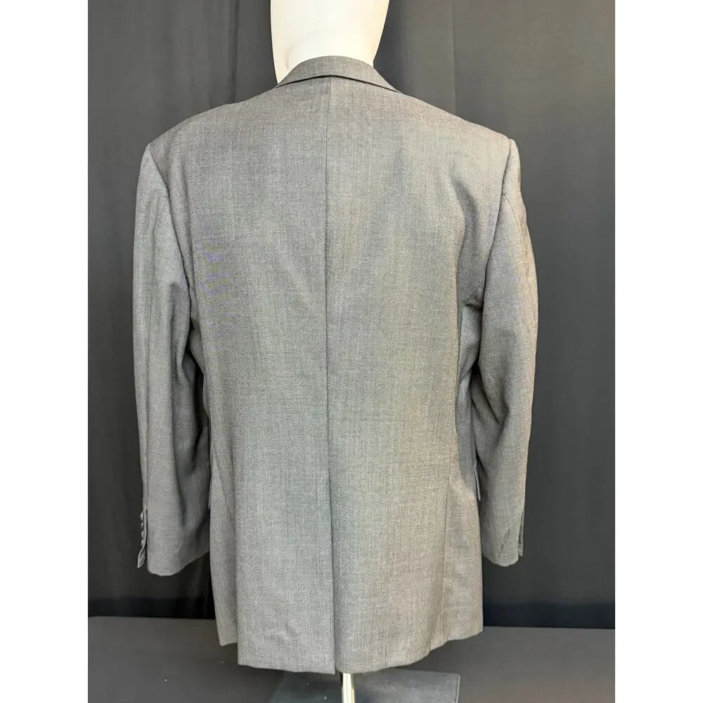 Hickey Freeman 44L Loro Piana Super 120s Wool Sport Coat Gray Made USA